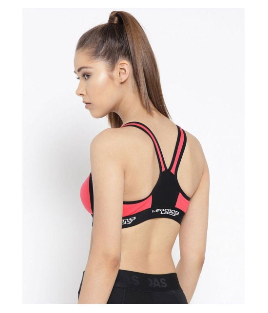 Leading Lady Coral Cotton Lycra Color Blocking Sports Bra - 36