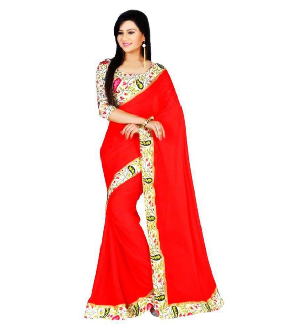 Av Fashion Red Chiffon Saree