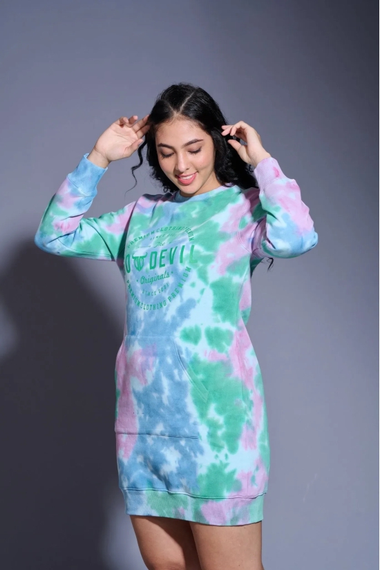 Go Devil in Multi Tye Dye Sweatdress for Women M