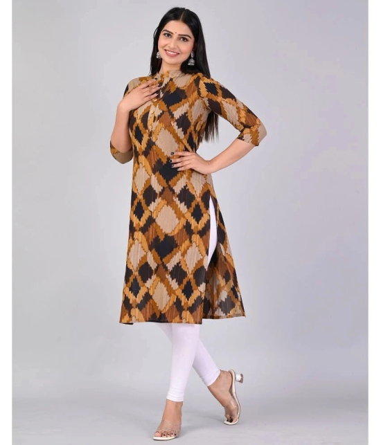 MAUKA Rayon Printed Straight Womens Kurti - Brown ( Pack of 1 ) - None