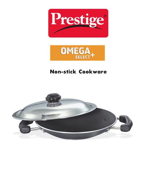 Prestige Omega Select Plus Residue Free Non-Stick Deep Appachetty with Lid, 20cm (Aluminium, Black)