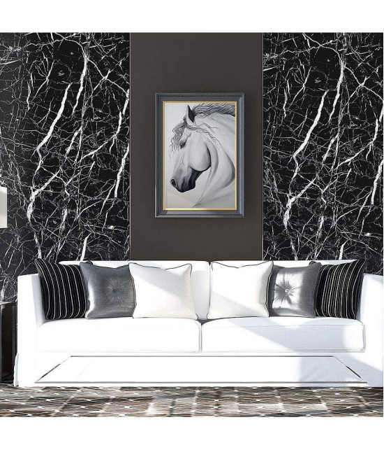 GEEO Black marble design for kitchen foil wallpaper, Wall Sticker ( 200 x 60 cms )