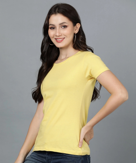 Solid Half Sleeve Women T-shirt (6 colours)-Yellow / S