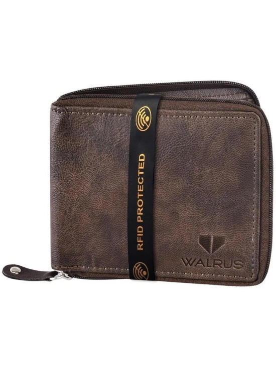 Walrus Brown Faux Leather Mens RFID Wallet ( Pack of 1 ) - Brown