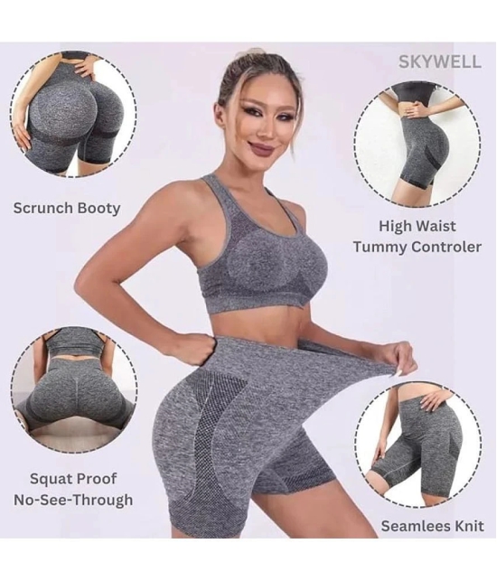 Womens Hip Lifting High Waist Scrunch Half Pent Short for Gym, Yoga & Workout Butt Lifting Tights Half Pent Shorts Sport wear for Girls, Pack of 1 - L