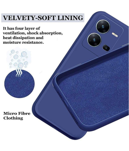 Case Vault Covers - Blue Silicon Plain Cases Compatible For Vivo V25 ( Pack of 1 ) - Blue