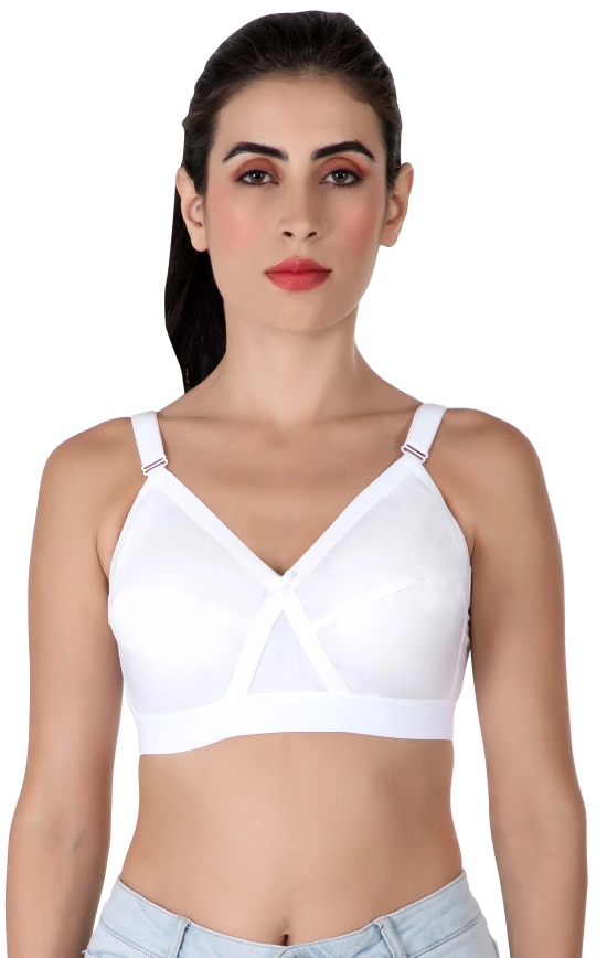 Eves Beauty Womens Non Padded Non Wired Full Coverage Bra-42D / White / Cotton Terylene Blend