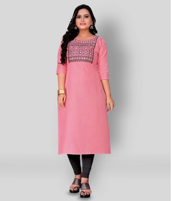 Rangrasiya - Pink Cotton Blend Womens Straight Kurti ( Pack of 1 ) - 6XL