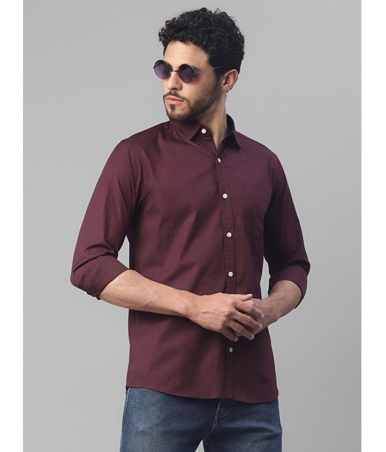 UrbanMark 100% Cotton Slim Fit Solids Full Sleeves Mens Casual Shirt - Wine ( Pack of 1 ) - None