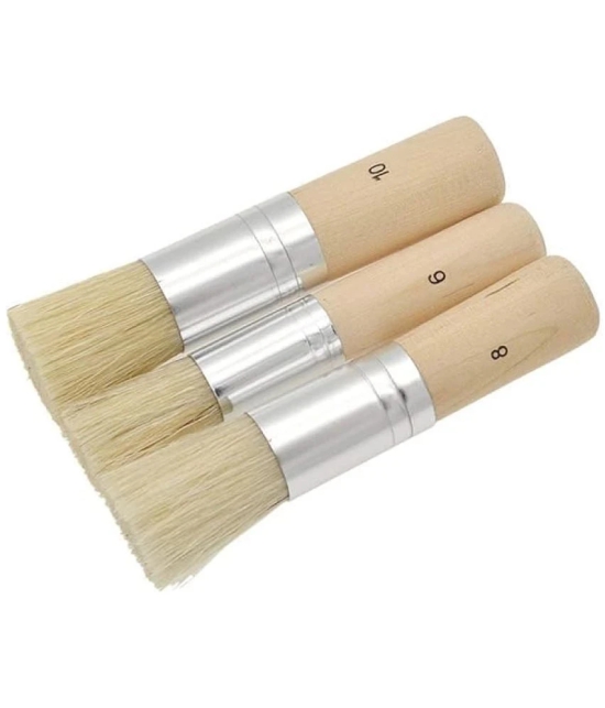 ECLET 3Pcs Stencil Brushes Set, Art Crafts Paint Brush with Pure Natural Hog Bristle