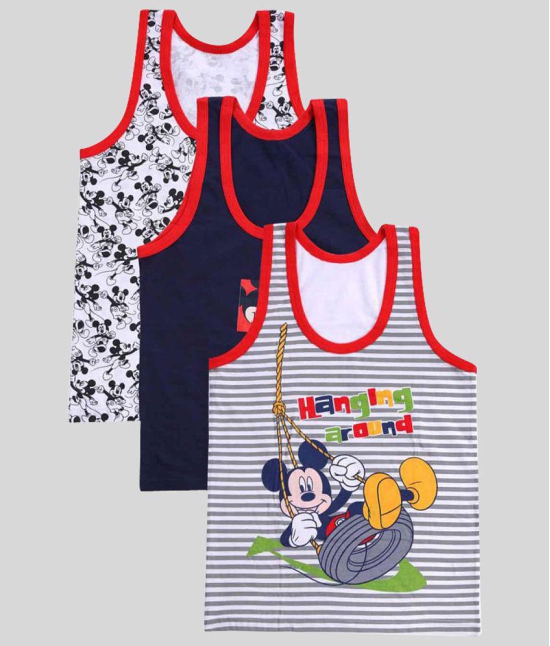 Bodycare Kids Boys Assorted coloured Mickey & Friends Printed Vest Pack Of 3 - None