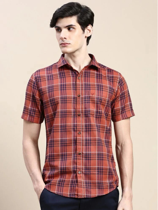 Showoff Cotton Blend Regular Fit Checks Half Sleeves Mens Casual Shirt - Rust ( Pack of 1 ) - None