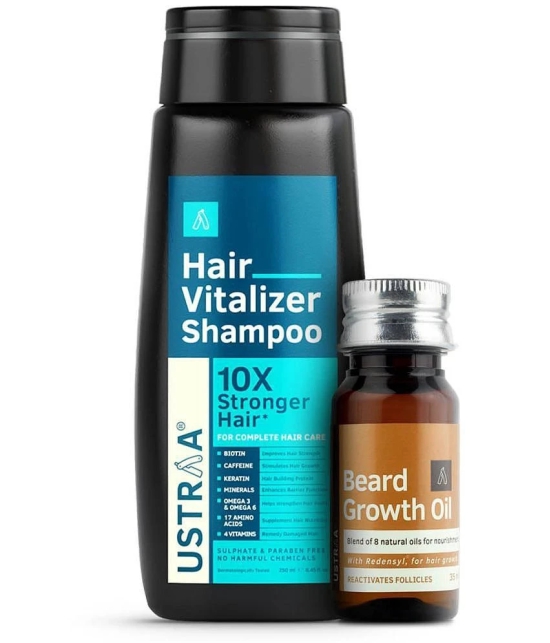 Ustraa Hair Vitalizer Shampoo - 250ml & Beard Growth Oil - 35ml