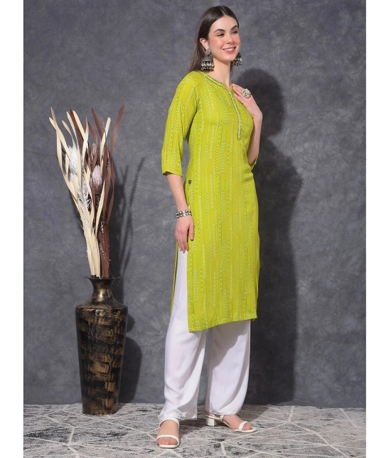 Mamoose Cotton Blend Printed Straight Womens Kurti - Green ( Pack of 1 ) - None