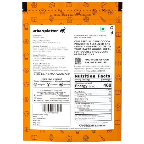 Urban Platter Special Dark Cocoa Powder, 250g