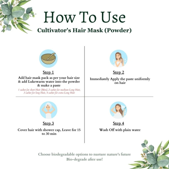 Cultivators Organic Herbal Hair Mask, Organic Natural Powder Mask for Women & Men For Deep Cleansing Scalp Effectively , Chemical Free Contains Amla, Cassia & Charcoal - Purifying - 100 gm