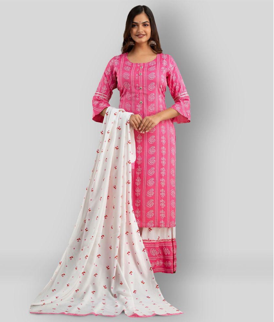 Lee Moda - Pink Straight Rayon Women's Stitched Salwar Suit ( Pack of 1 ) - XXL