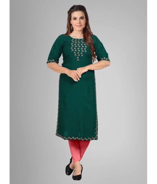 Kapadia - Green Rayon Womens Straight Kurti ( Pack of 1 ) - None