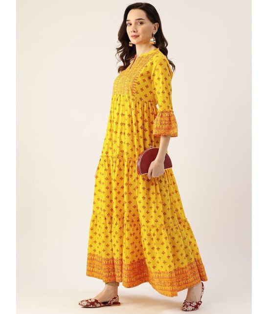 Kbz - Yellow Cotton Women's A-line Dress ( Pack of 1 ) - None