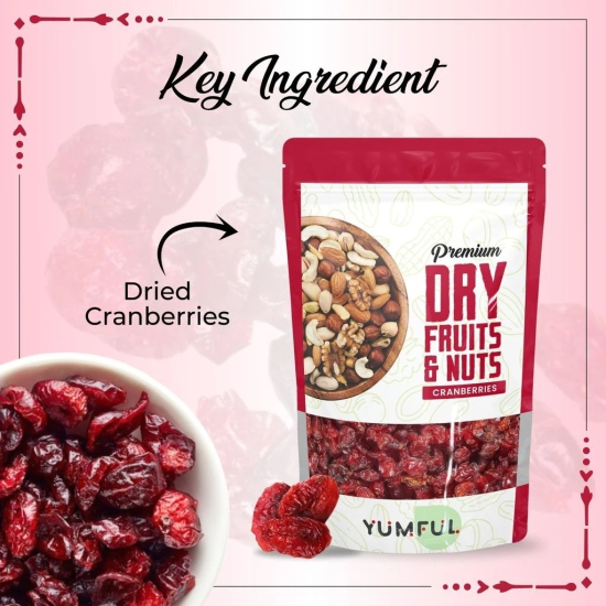 Yumful Cranberries Sweet And Delicious Treats, 250g (Gluten Free, Non-Gmo) High Antioxidants, Dietary Fiber & No Gluten, Antioxidant Rich, Immunity Booster,Healthy Snack