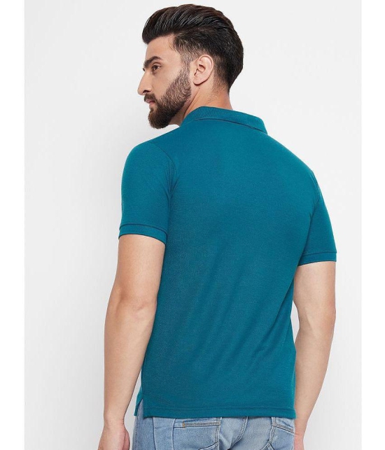 MXN - Teal Blue Cotton Blend Regular Fit Men's Polo T Shirt ( Pack of 1 ) - None