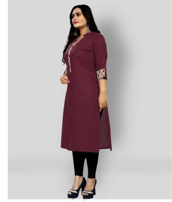 Rangrasiya - Maroon Cotton Blend Womens Front Slit Kurti ( Pack of 1 ) - 5XL