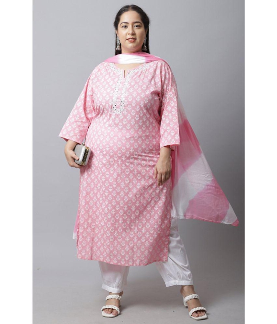 Rajnandini - Pink Straight Cotton Women's Stitched Salwar Suit ( Pack of 1 ) - None