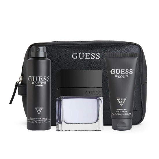 Guess Seductive Homme Men Gift Set (Eau de Toilette 100ml + Shower Gel 100ml + Body Spray 170g + Pouch)