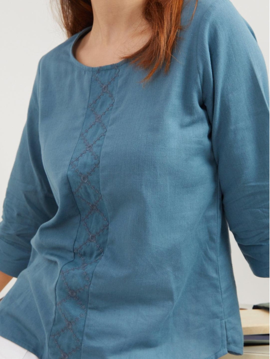 Enrich 'Pure Cotton' Embroidered Top-M