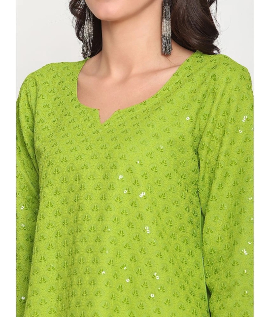 Queenley - Green Cotton Women's Straight Kurti ( Pack of 1 ) - 3XL