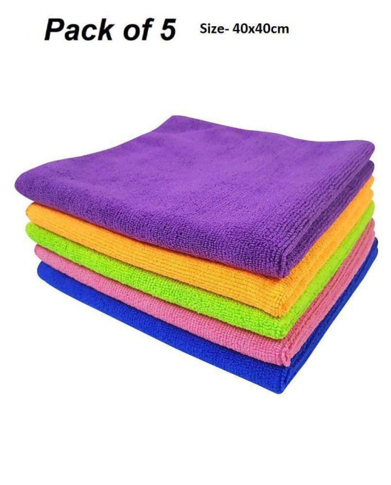 Microfibre Cloth for Car Cleaning, Home and kitchen cleaning microfiber clothes- 250 GSM- Pack of 5 pcs - 40 cm x 40 cm- Assorted Color