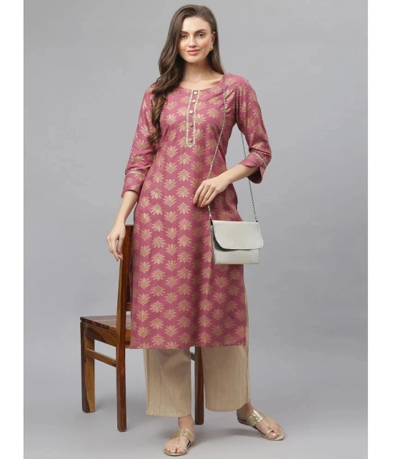 Stylum Rayon Printed Straight Womens Kurti - Wine ( Pack of 1 ) - None