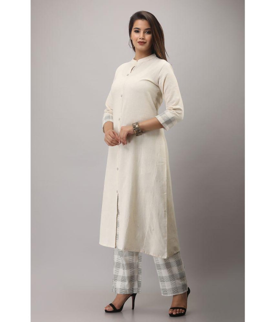 MAUKA Rayon Solid Kurti With Palazzo Womens Stitched Salwar Suit - White ( Pack of 1 ) - None