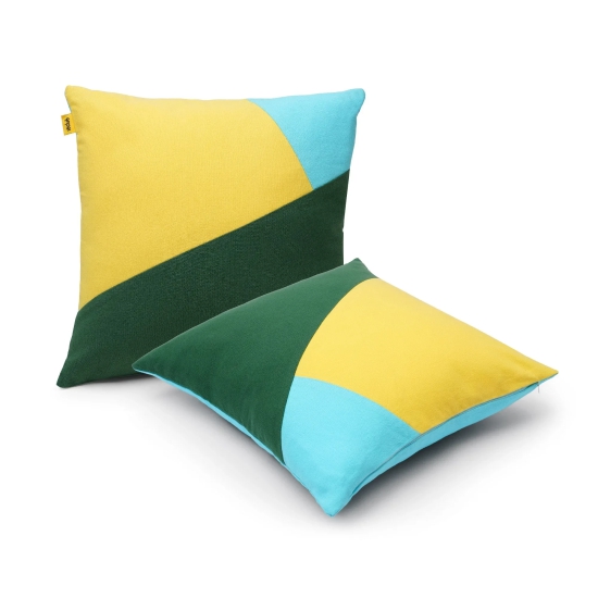 Multi Colour Geometric Cushion Cover | SET OF 2 Emerald Green