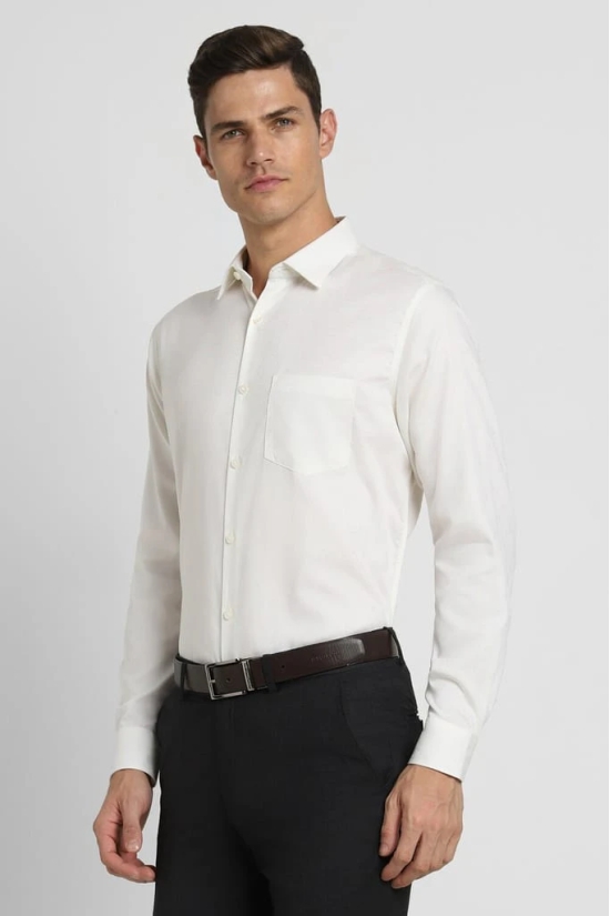 Men White Slim Fit Formal Full Sleeves Formal Shirt