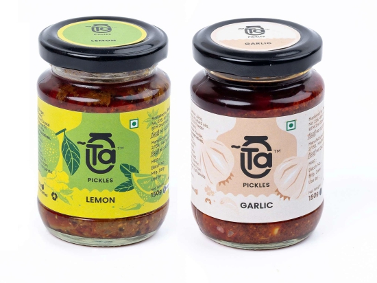 Ta Pickles | Lemon Ginger & Garlic Pickle | 150g [Pack of 2] Combo Made with Cold Pressed Oil | Homemade | Traditional Indian Taste | Natural | No Pre