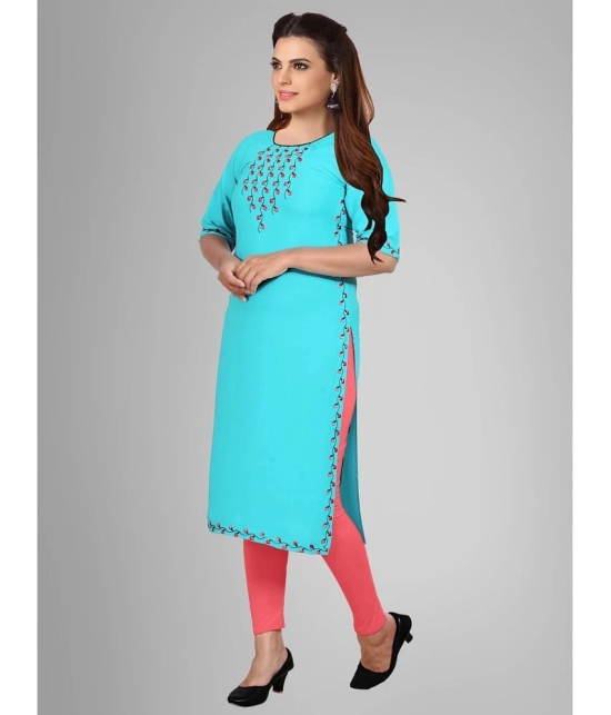 Kapadia - Turquoise Rayon Womens Straight Kurti ( Pack of 1 ) - None