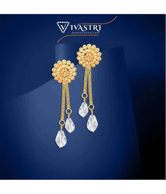 VIVASTRI Golden Drop Earrings ( Pack of 2 ) - Golden