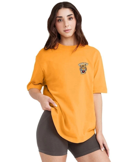 Leotude - Mustard Cotton Blend Oversized Womens T-Shirt ( Pack of 1 ) - None