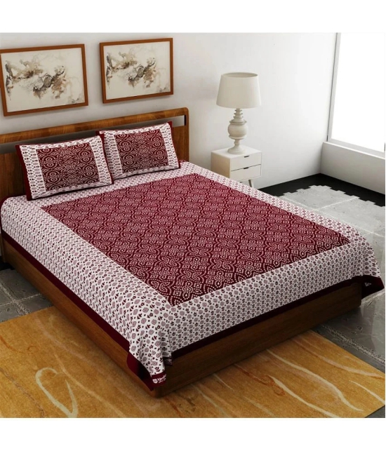 unique choice - Maroon Cotton Double Bedsheet with 2 Pillow Covers - Maroon