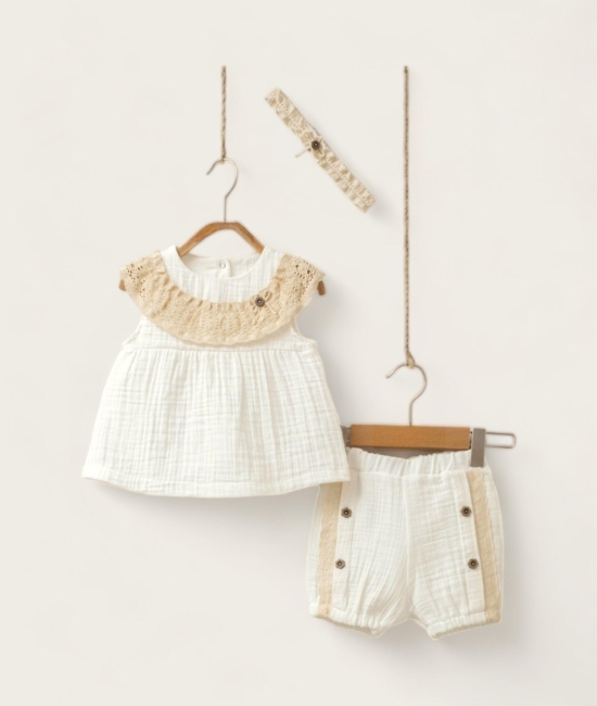 The Summery Muslin Set-18-24 months / Peach / Girls