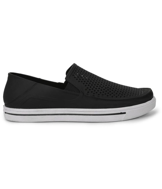 UrbanMark Men Comfortable Perforated Casual Slip-On Shoes - Black - None