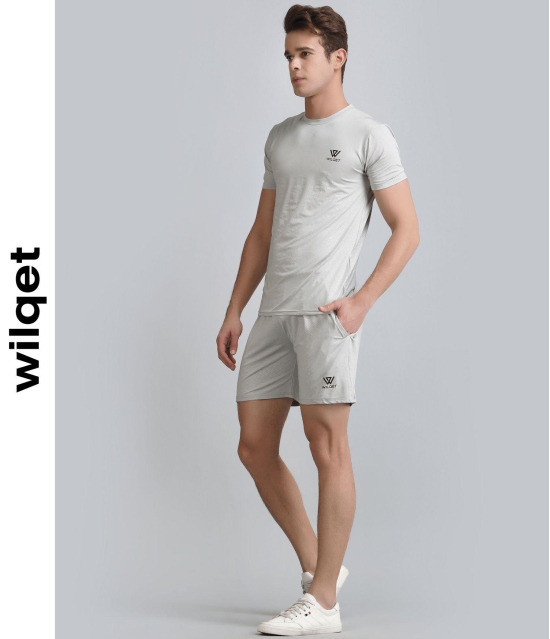 Mens Dryfit SS Round Neck T-shirt Shorts-Light Grey / XL