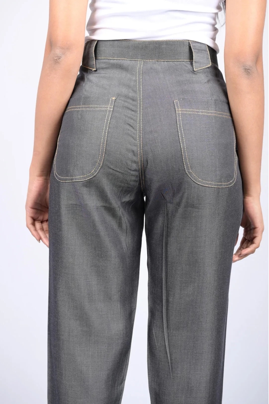 Denim pant for women western wear pant and party wear stylish pants Grey Cotton Denim Silk Pant (OTL-PNT-1003)-Grey / L