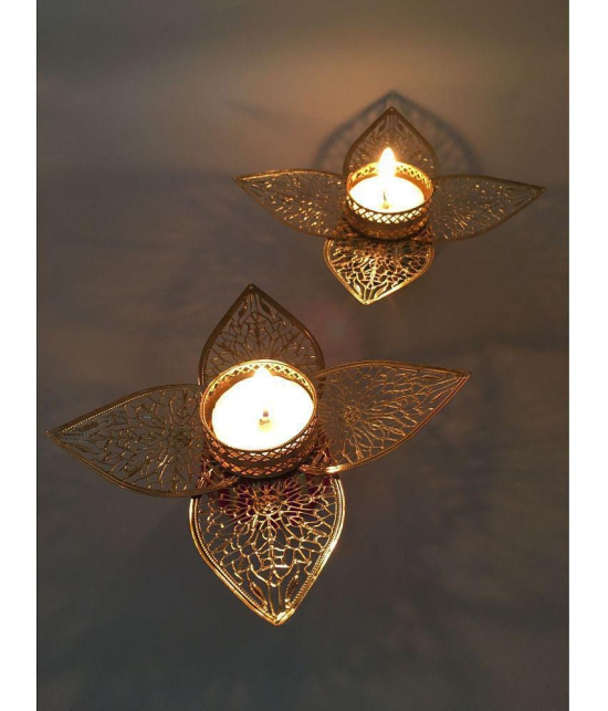 THRIFTKART Floor Brass Tea Light Holder - Pack of 2