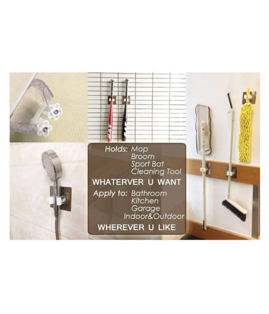 sell4you 2Pcs Magic Sticker Series Self Adhesive Mop and Broom Holder Wall Mounted Multifunction for Home/Kitchen