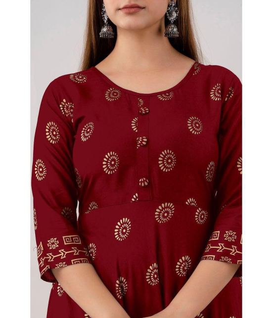 Kapadia - Maroon Rayon Women''s Anarkali Kurti ( Pack of 1 ) - None