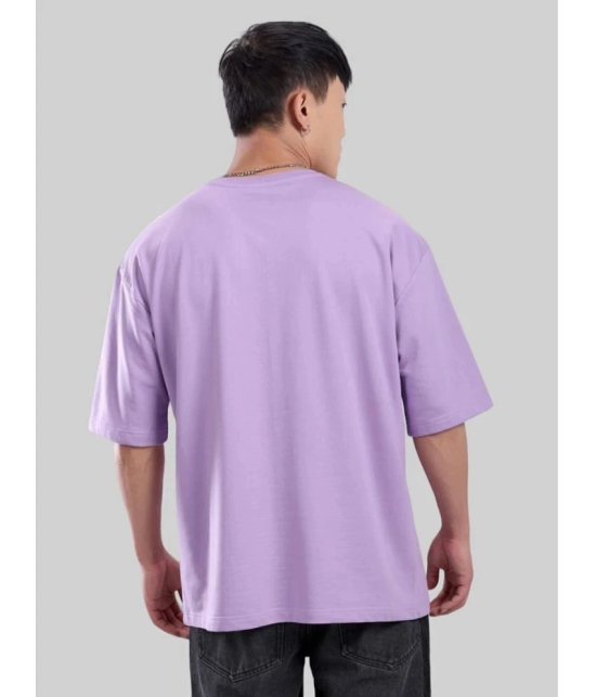 PPTHEFASHIONHUB Cotton Blend Oversized Fit Solid Half Sleeves Mens T-Shirt - Lavender ( Pack of 1 ) - None