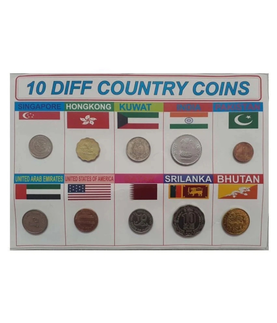 Hop n Shop - Hop n Shop World 10 Coins Set from 10 Different Countries with Beautiful Display Sheet Collectible 10 Numismatic Coins