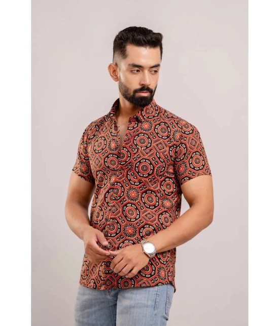 Frionkandy 100% Cotton Regular Fit Printed Half Sleeves Mens Casual Shirt - Black ( Pack of 1 ) - None